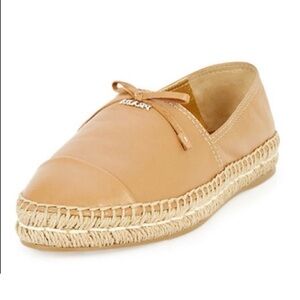 PRADA Napa leather bow Espadrille shoes size 38 1/2